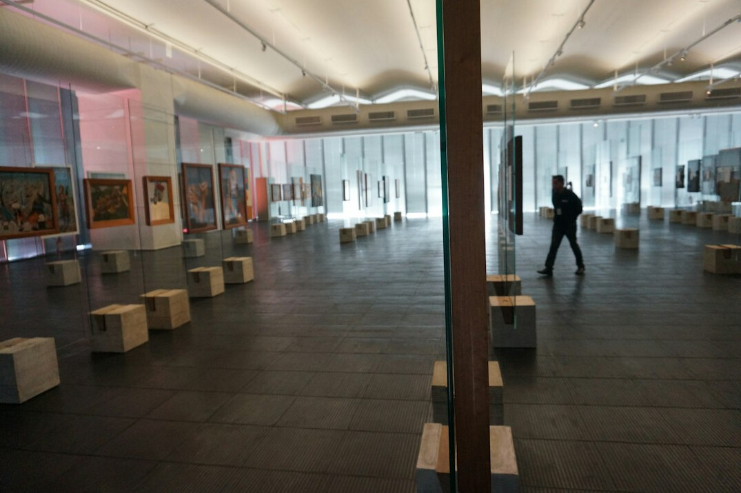Museum gallery interior with soft light
